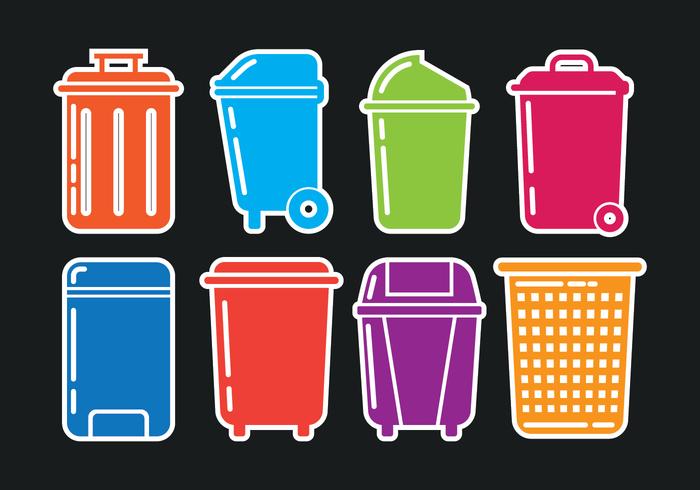 Iconos de cesta de residuos vector