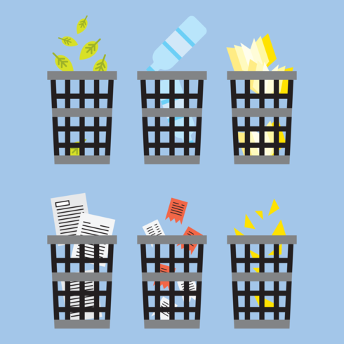 Waste Basket Icon Set vector
