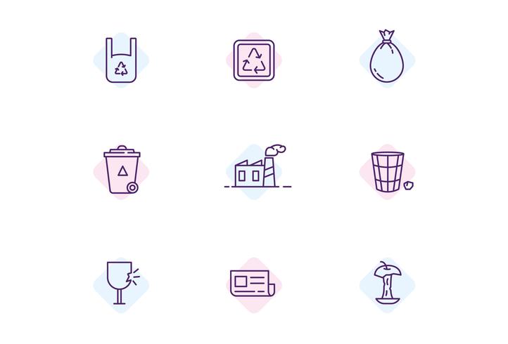 Paquete de iconos de desechos vector