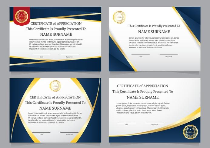 Luxury Blue Diploma Certificate Set vector