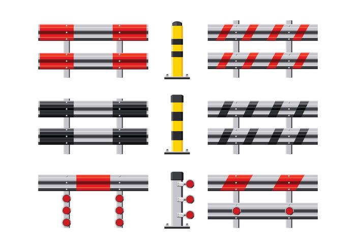 Set of Vector Illustration of Guardrail