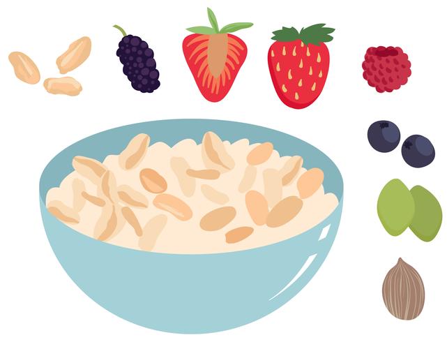 Bowl of Granola with Fruit Vectors