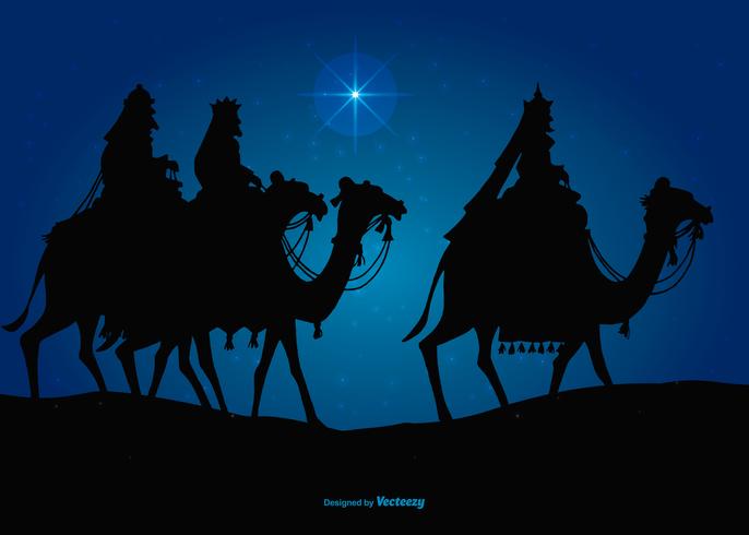 Three Wise Men on the way to Visit Jesus