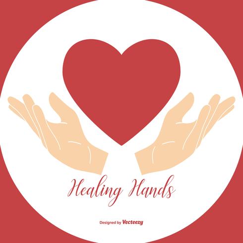 Healing Hands Holding Heart Illustration vector