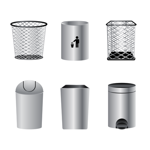 Realistic Waste Basket Vector