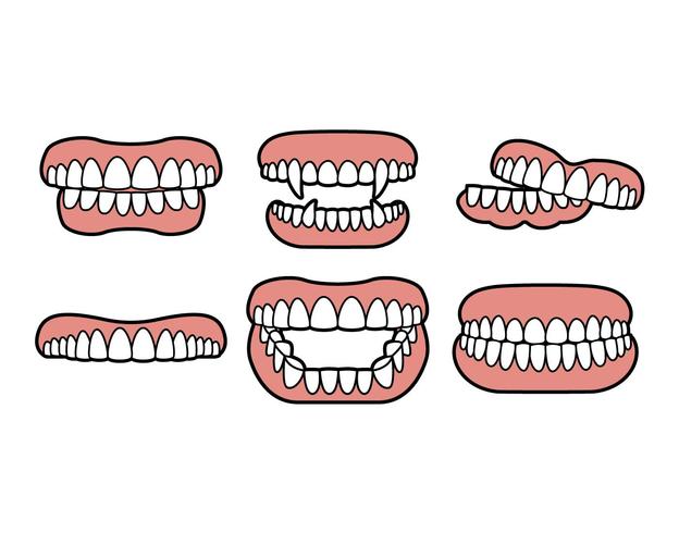 Conjunto de vector de dientes falsos