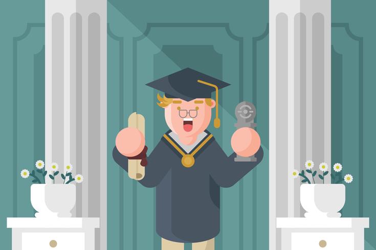 Graduado con la ilustración del diploma vector