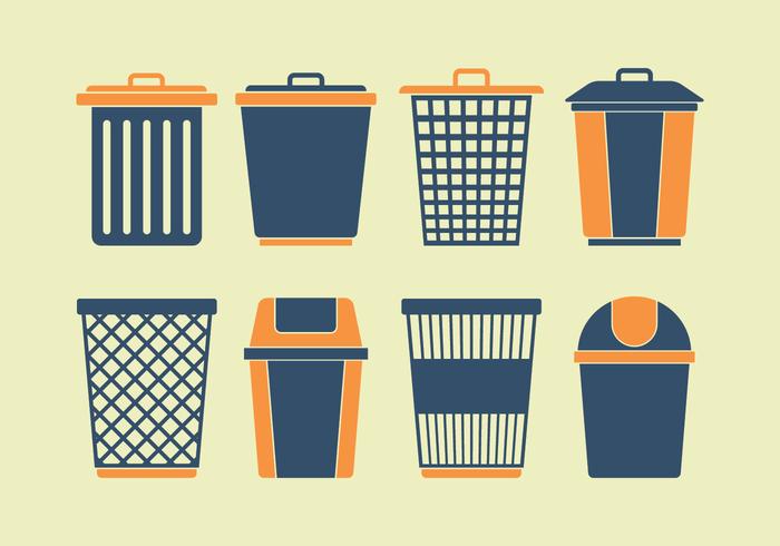 Waste Basket Icons Set vector