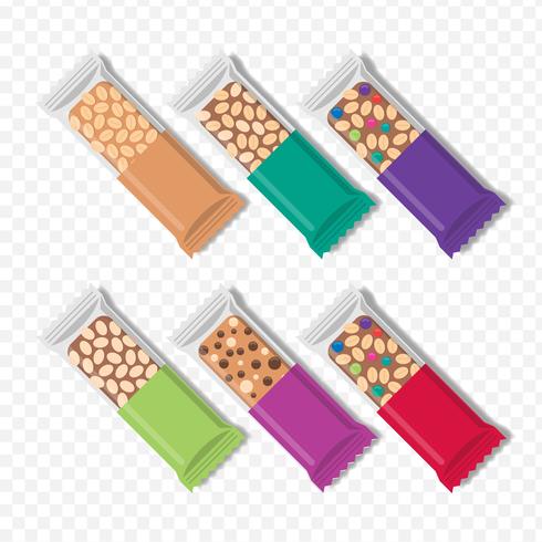 Granola Bars In Different Packaging Set vector