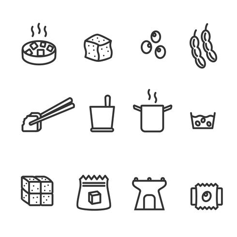 Vector de iconos de soja Tofu