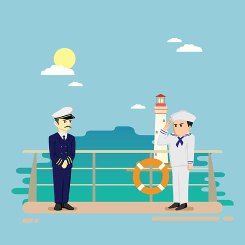 Free Seaman On Ship Illustration vector