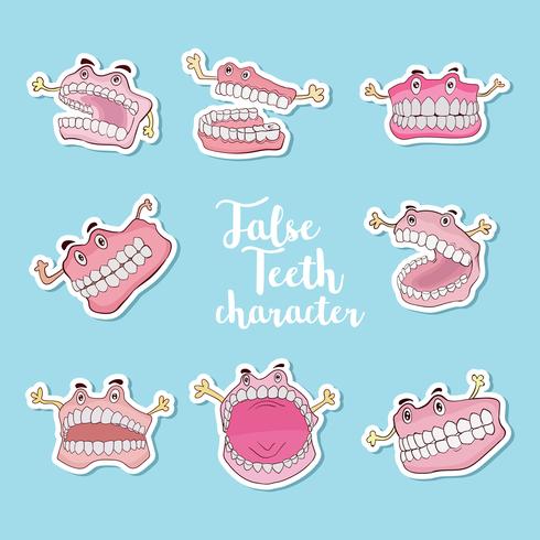 False Teeth Cartoon Vector