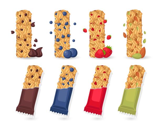 Set Of Granola Bars vector