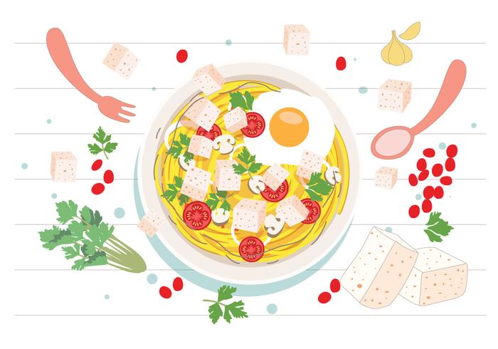 Fideos con Tofu Vector