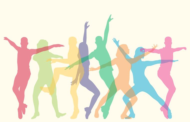 People Performing Various Dances Silhouettes vector