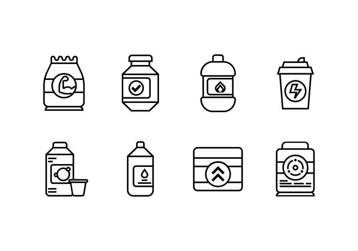 Supplement set linear icon vector