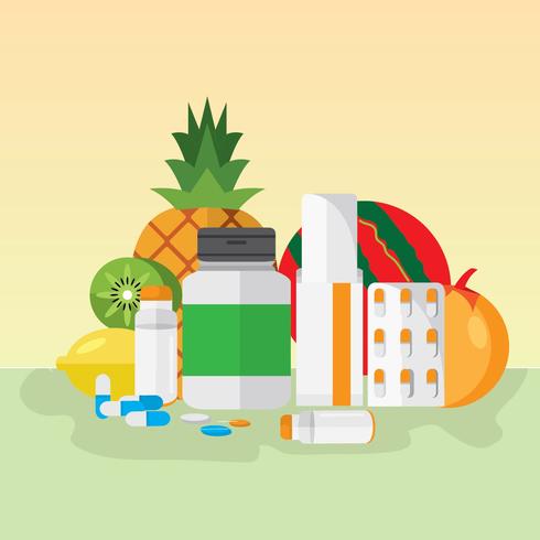 SEARCH AND BUY THIS PRODUCT Healthy Supplements Illustration - Download Free Vector
