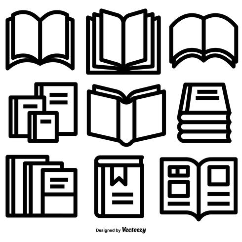 Vector Line Style Book Icons Set