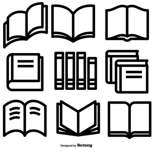 Vector LINE Style Book Icons Set