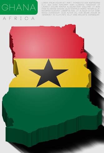 Vector 3d Ghana Map With Flag