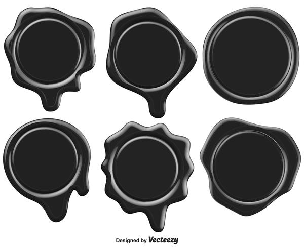 Set Of Black Stamp Wax Seal - Vector