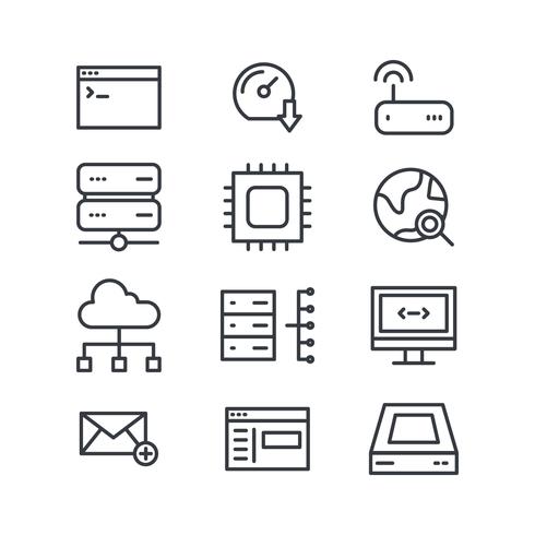 Iconos de dominio blanco y negro vector