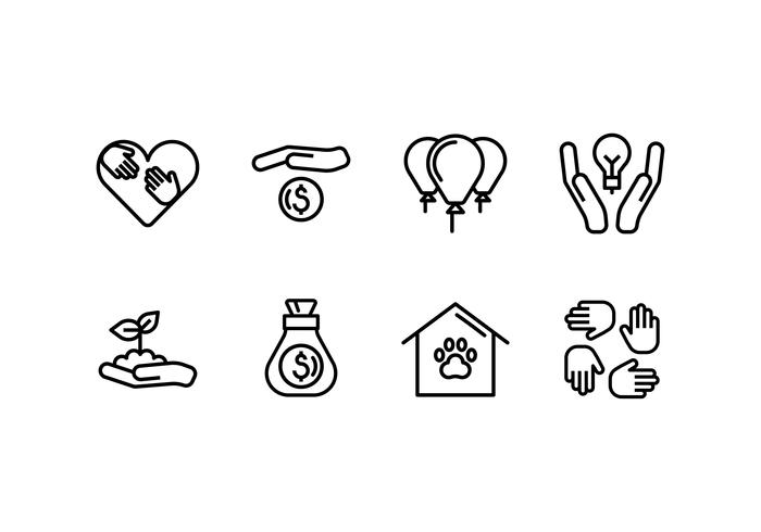 Kindness set linear icon vector