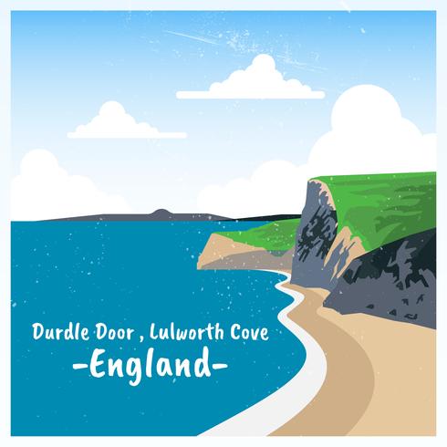 Ilustración de Lulworth Cove England Postcard vector