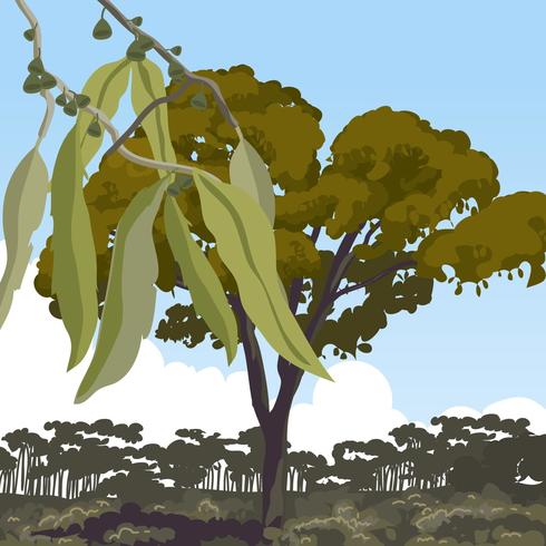 Paisaje con Vector de árbol de goma