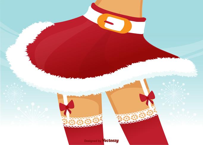 Piernas de Navidad de mujer con cinturones de liga de encaje vector