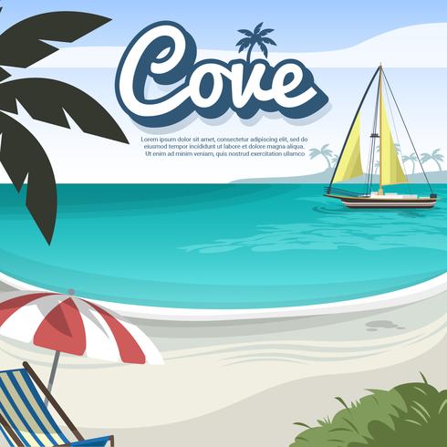 Beautiful Cove Beach Vector Illustration