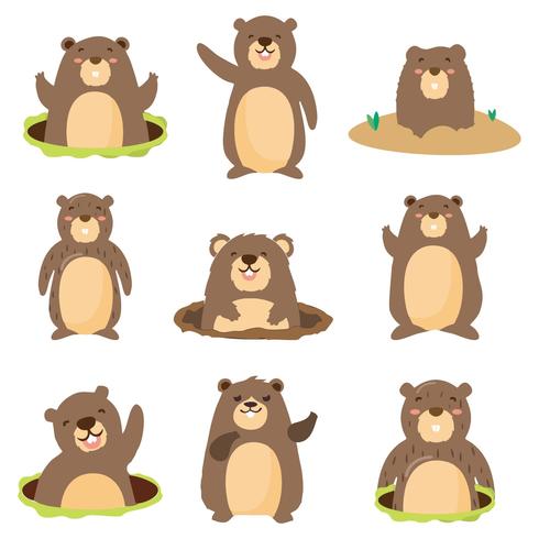 Gopher plana con diverso vector de la actitud