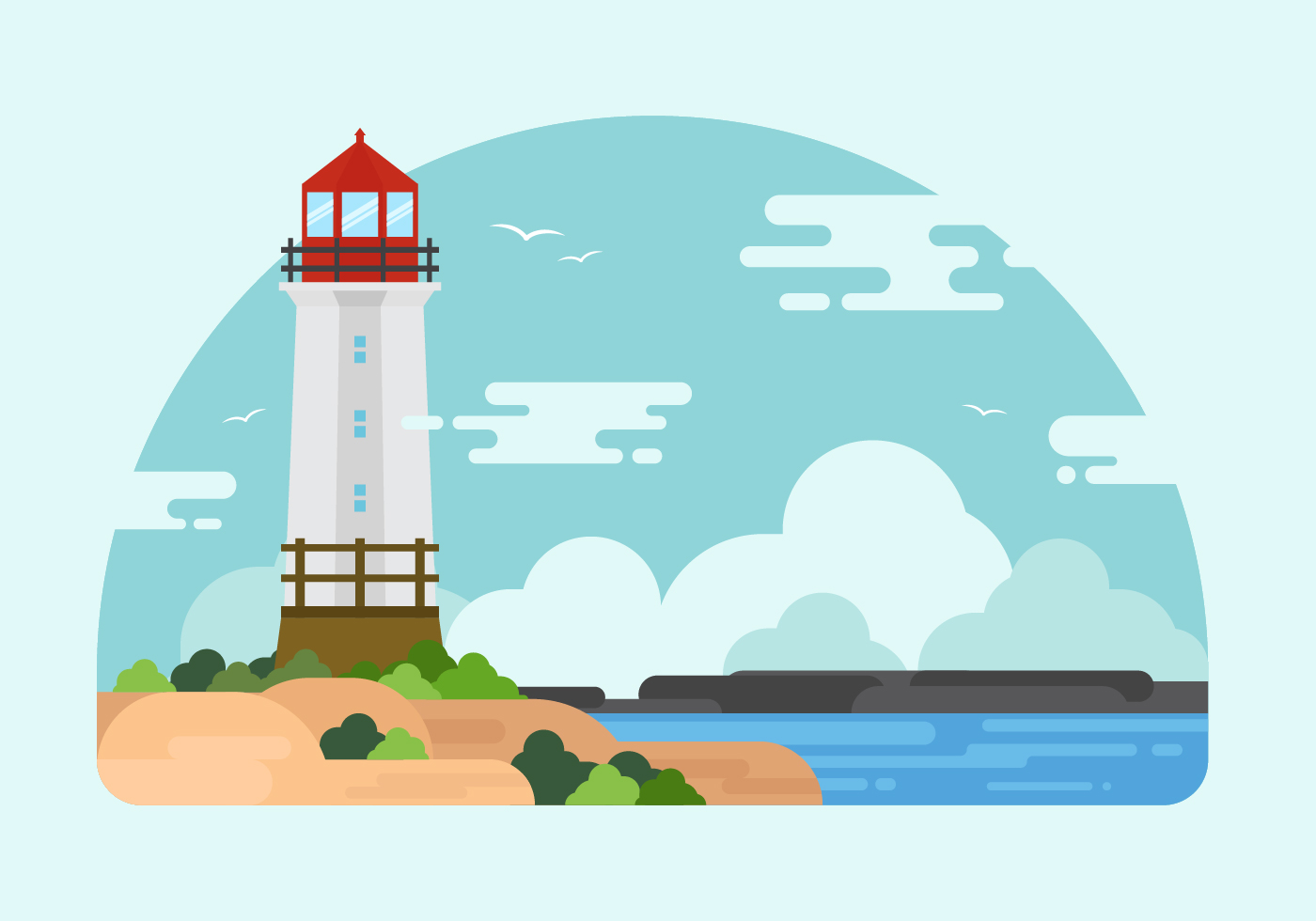 Free Cove with Lighthouse Illustration - Download Free ...
