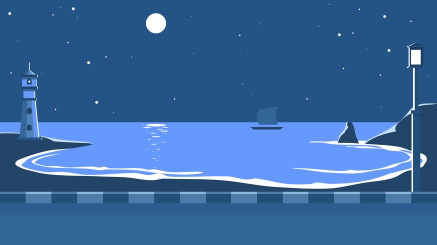 Cove At Night Free Vector