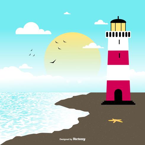 Cove with Lighthouse Illustration vector