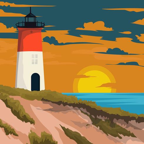 A Lighthouse In The Cove With Sea View vector