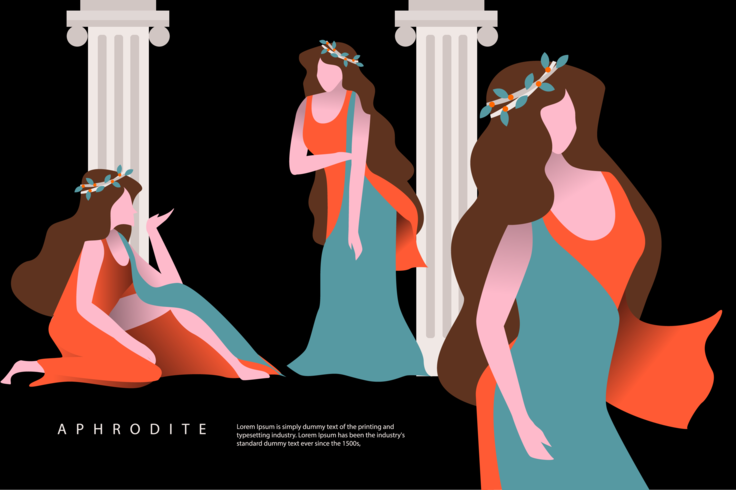 Aphrodite Vector Flat Greek Character Illustration