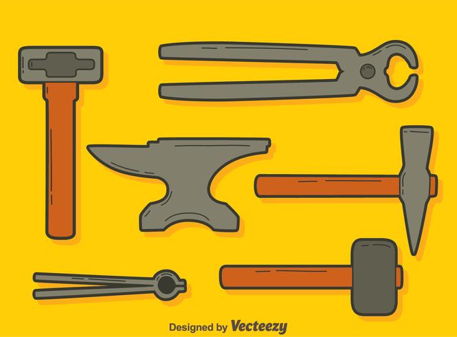 Blacksmith Tools On Orange Vector