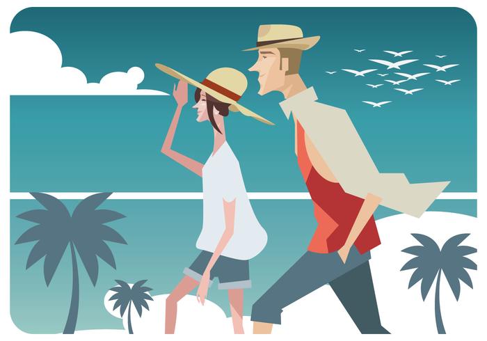 Pareja con el sombrero tradicional de Panamá Vector