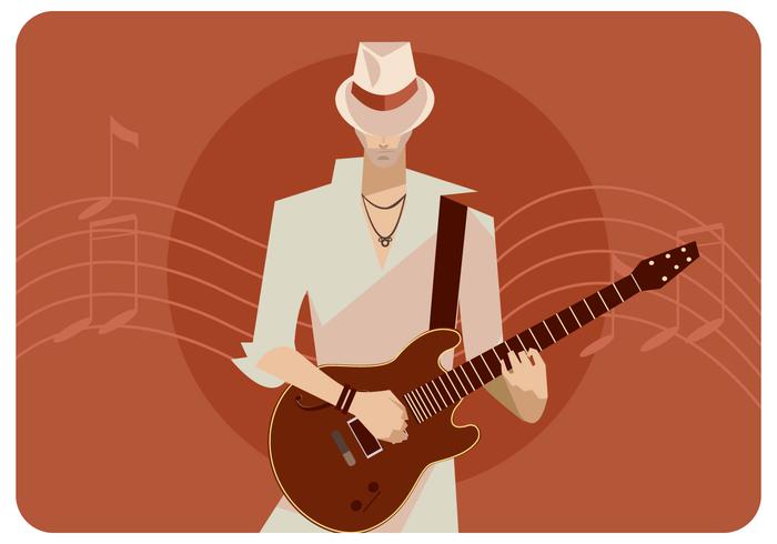 Guitarrista con el vector de sombrero blanco