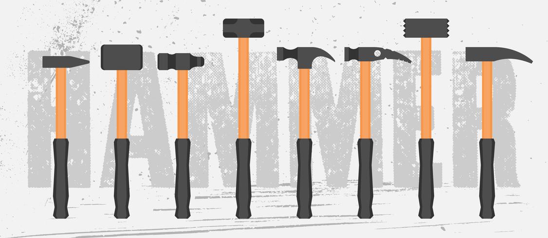 Simple Types Of Hammers Set vector