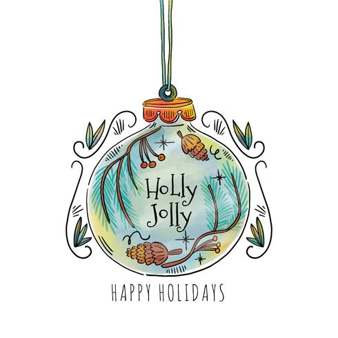 Transparent Christmas Ball with Leaves And Berries Inside vector