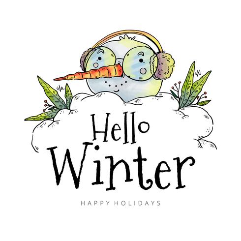 Cute Head Snowman Wearing Glasses And Earmuffs vector