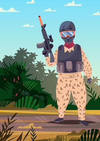 Jugador de Airsoft vector