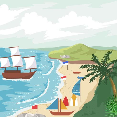 Cove And Beach View Vector 