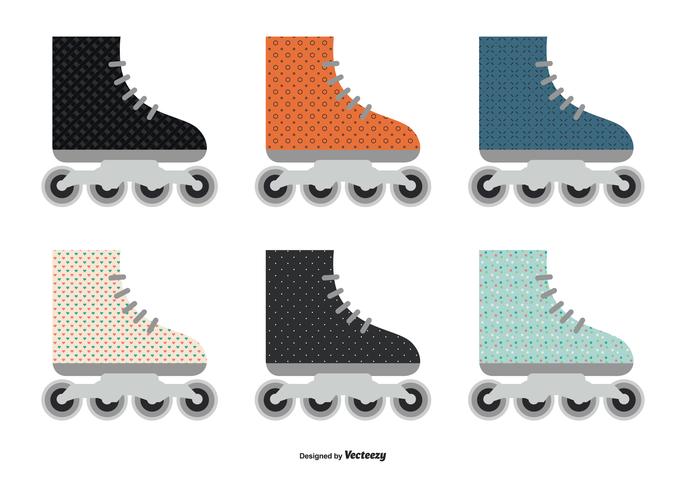 Colorful Flat Style Roller Blades Collection vector