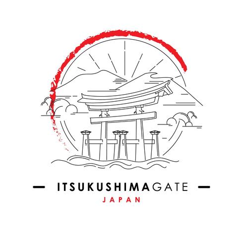 Shrine Itsukushima Gate vector
