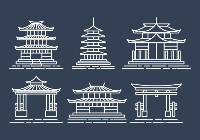 Shrine Icons Set vector