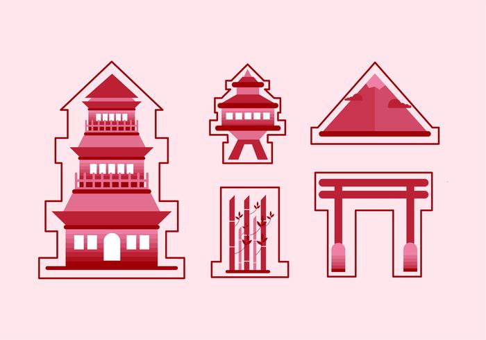 Flat Sticker Red Shrine  vector