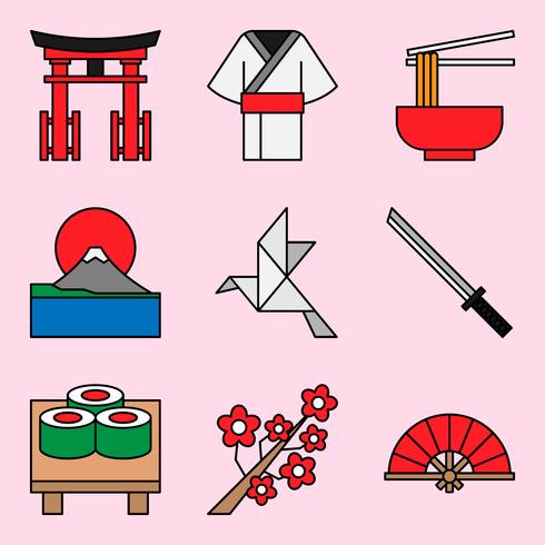 Iconos de tema japonés vector